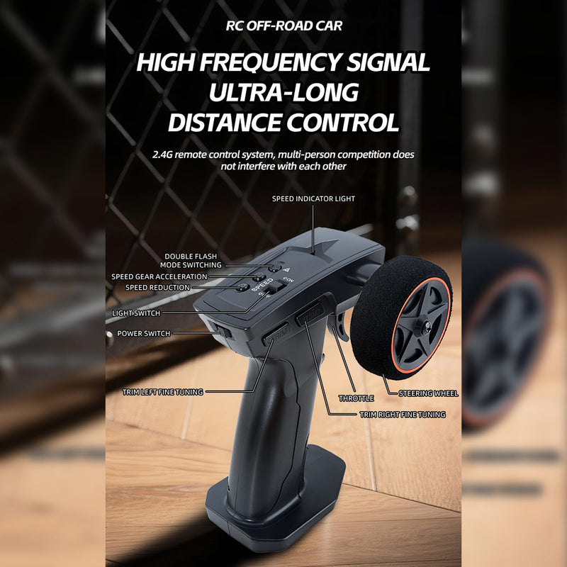 1/36 scale 2.4g 4wd proportional rc off-road car – led lights, long battery life