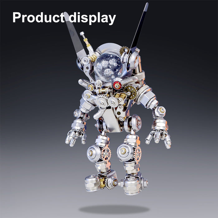 3D DIY Assembly Metal Mechanical Aerospace Rabbit with Lights & Stand Model Sci-fi Punk Toy Set -500CS