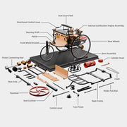 TECHING World's 1st Automobile that Works - Build Your Own Retro Car - Full Metal Three-Wheel Model Kit 430+Pcs - EngineDIY