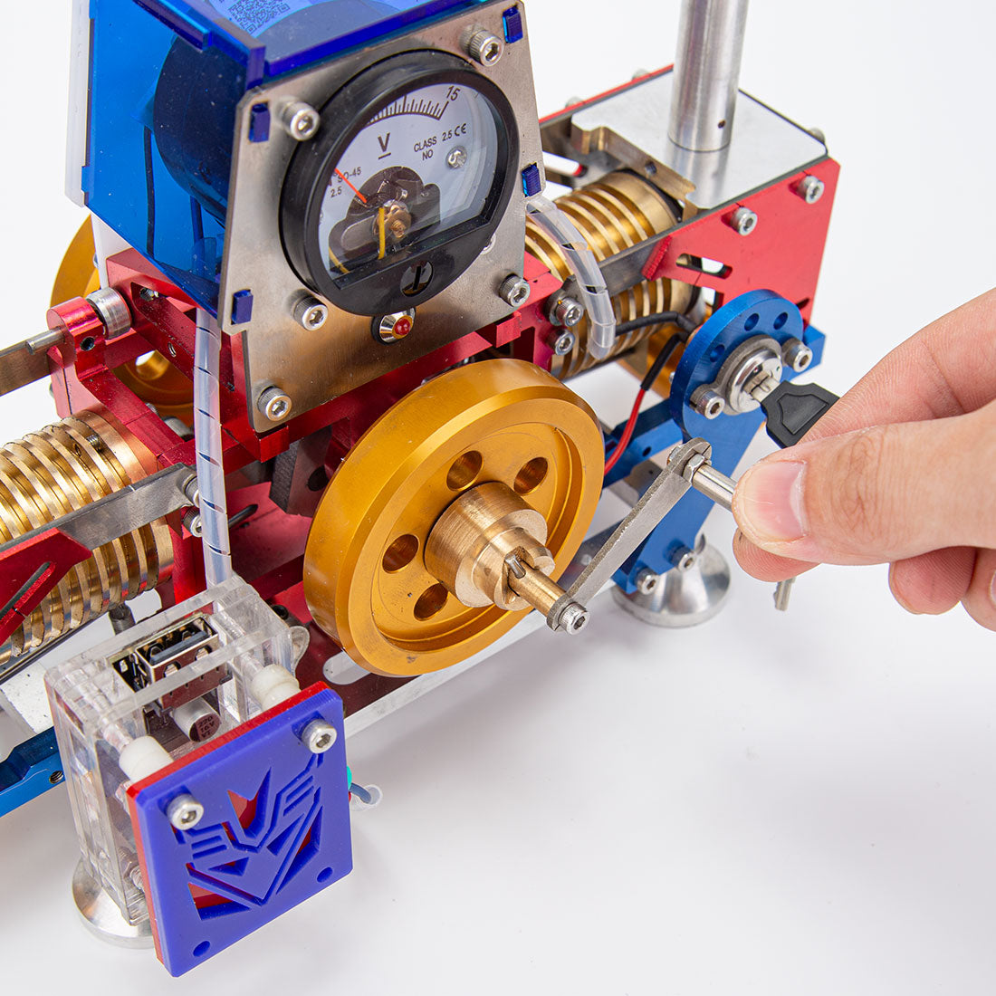 Horizontal Opposed Double-Cylinder Flame-Licker Suction Fire Vacuum Stirling Engine Power Generator Model Set