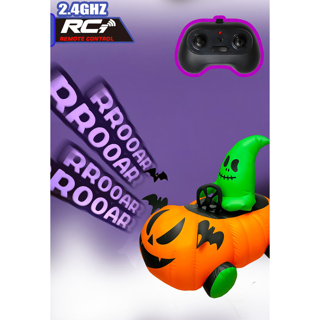 2.4G inflatable pumpkin rc car with one-key inflation & deflation, dual-speed modes halloween gift