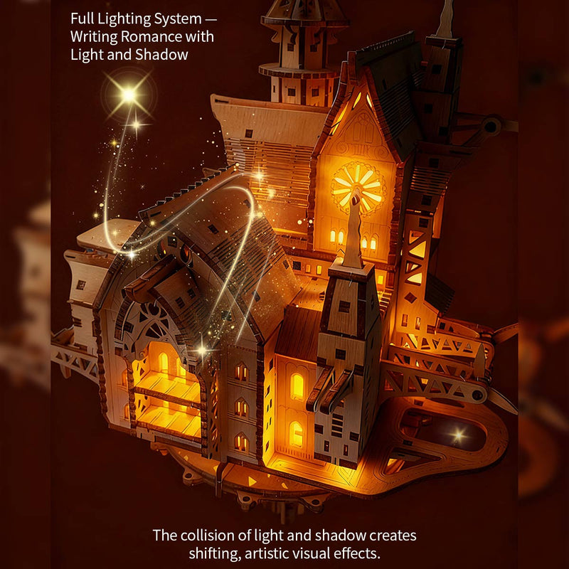 wooden diy sky sanctuary castle 3d model kit desk decor & gift