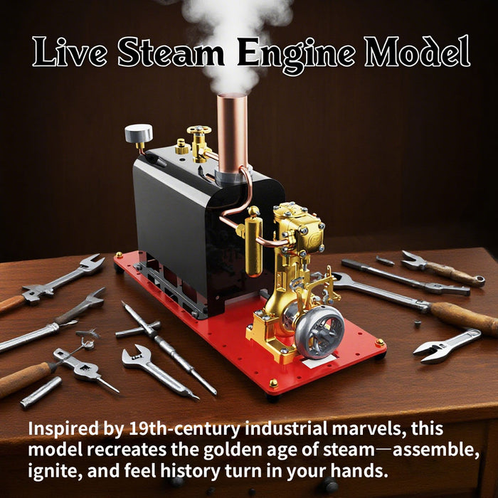 rw-bl1k mini reversible reciprocating single-cylinder live steam engine kit with boiler diy kit
