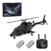 WOLFBUSH AW-911 Airwolf 1/34 Scale 2.4G 9CH Flybarless RC Helicopter Model with 6G/3D Stunt Mode and GPS Positioning