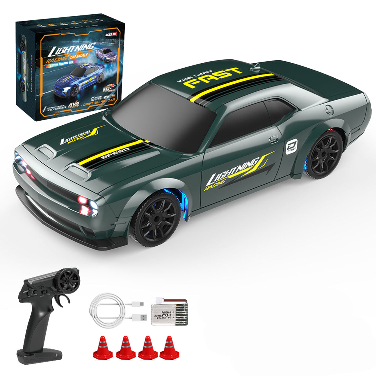 1/43 scale 2.4g full-proportional mini electric rc drift racing car model with led lights