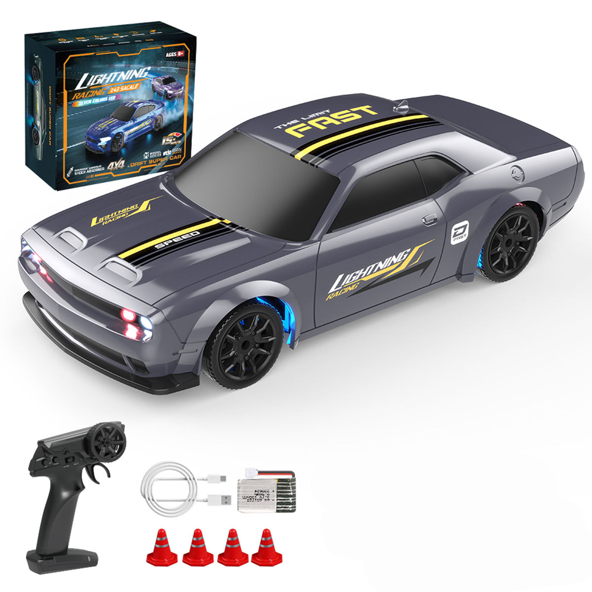 1/43 scale 2.4g full-proportional mini electric rc drift racing car model with led lights