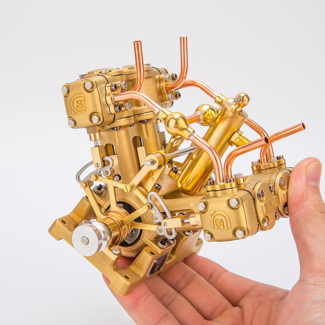 RW-V4 Mini V-Shape 4-Cylinder Reciprocating Steam Engine Model - EngineDIY