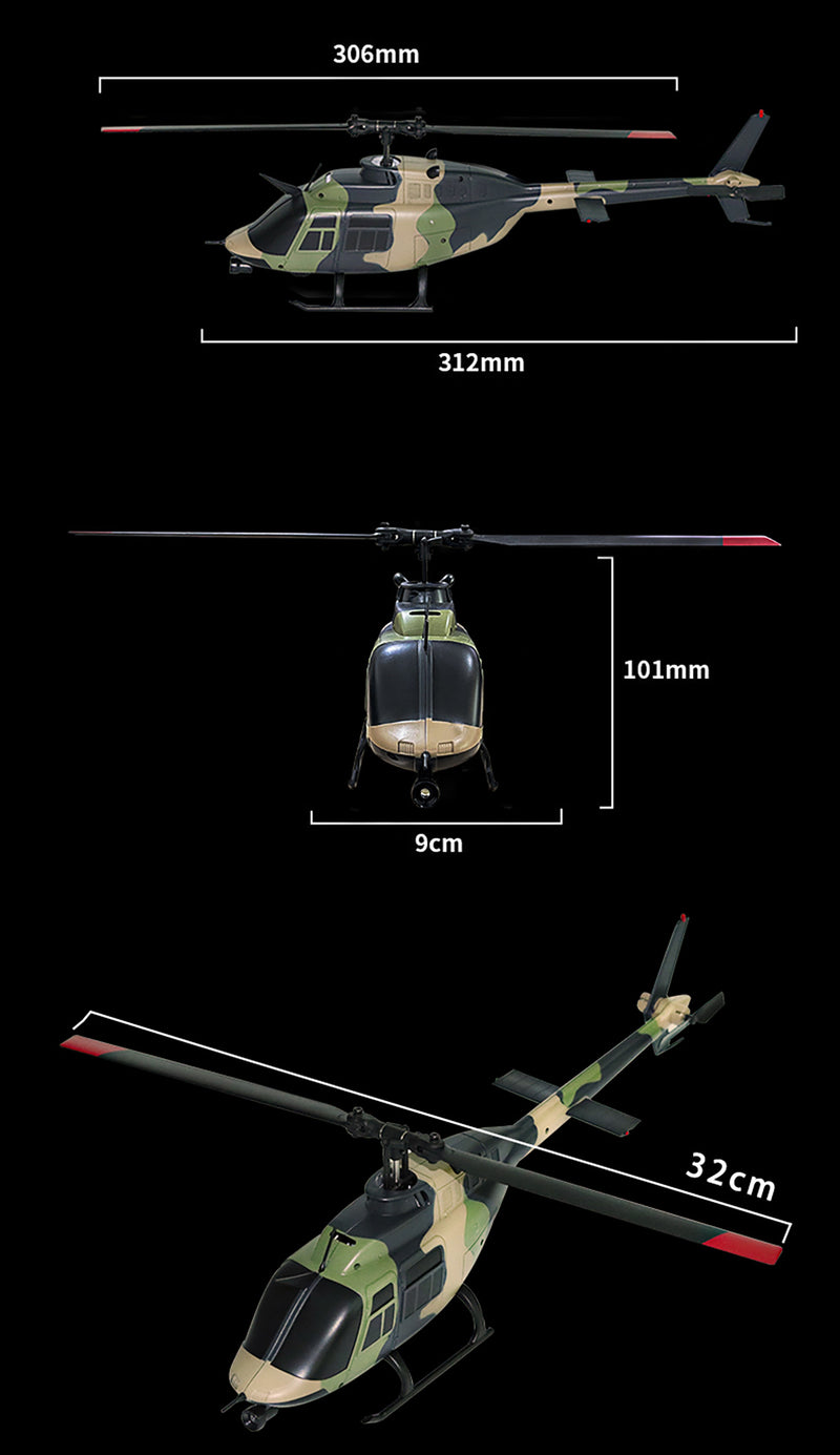 C138 1/33 Scale BELL 206 Helicopter 2.4G 6CH Single-propeller Flybarless Helicopter