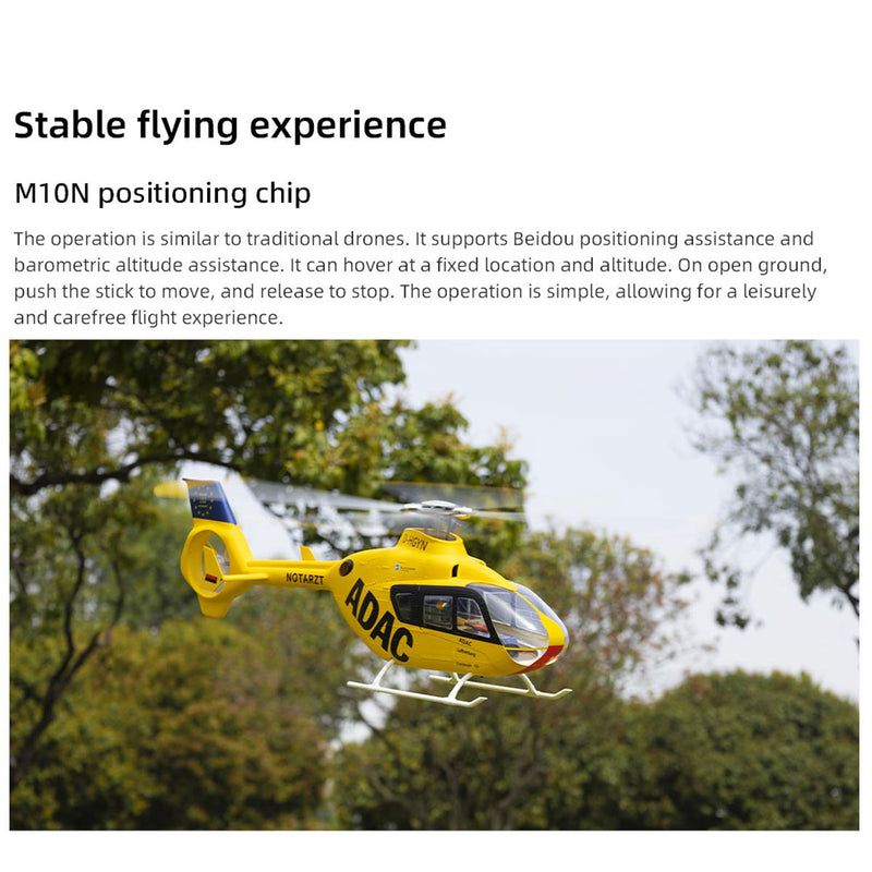 flywing ec135 470 class rc helicopter detachable propellers adac 6ch 2.4g with h1 flight controller & gps