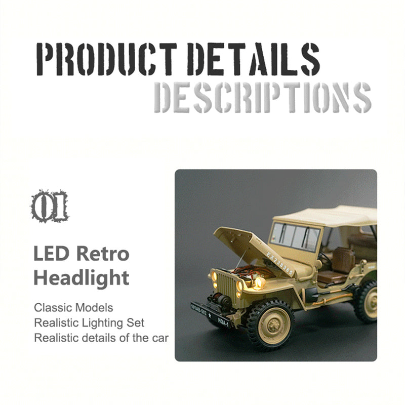 1/14 scale 2.4g u.s. willys rc simulation off-road car model with dual-speed switching