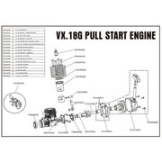 vrx vx-18 2.95cc two-stroke nitro engine model with recoil starter for 1/10 scale rc off-road trucks, on-road vehicles and trucks