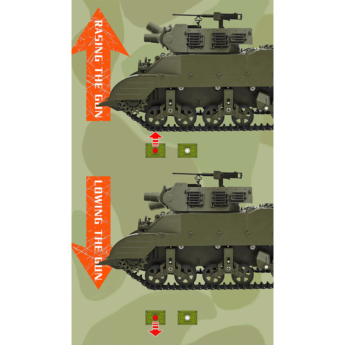 1/16 scale 2.4g u.s. m8 self-propelled howitzer rc tank model with sound and lights, telescoping smoke, dual-speed modes