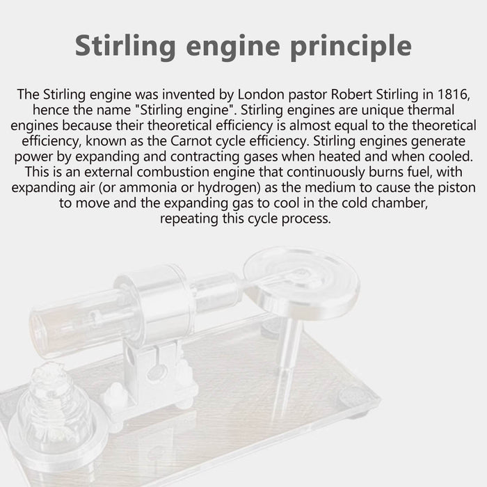 STL-HS Beta Hot Air Stirling Engine External Combustion Engine Model with Horizontal Metal Flywheel