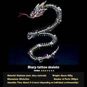 3d metal mechanical spiky blue-green snake assembly model kit