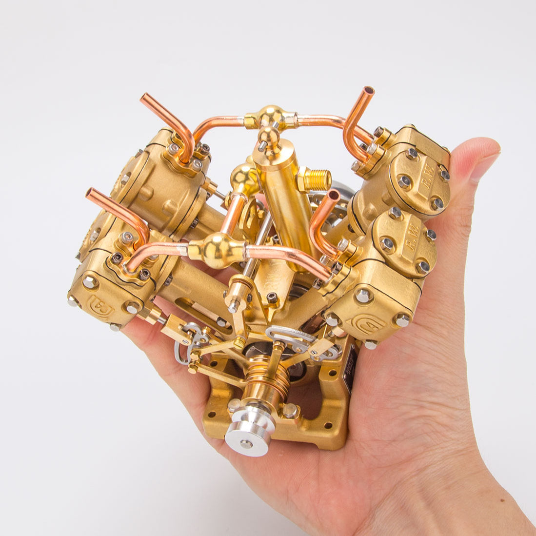 RW-V4 Mini V-Shape 4-Cylinder Reciprocating Steam Engine Model - EngineDIY