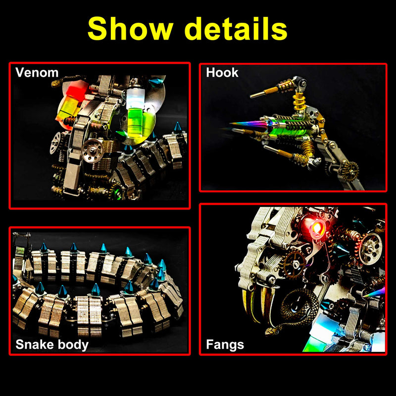 3D Metal DIY Mechanical Cobra Snake Model Realistic Mechanical Kit Creative Gift 1000PCS+ - EngineDIY