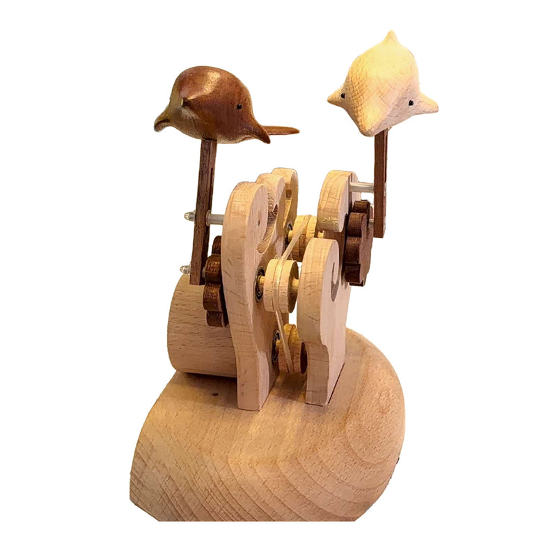handcrafted wooden dolphin dynamic model - desktop stress relief display