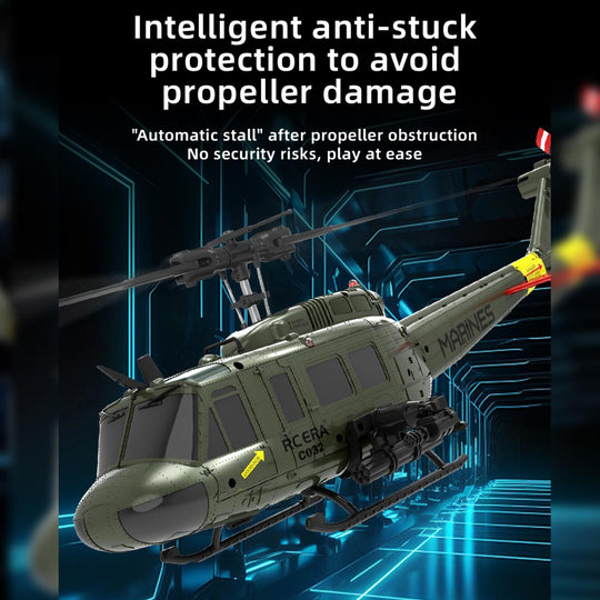 c032 1/48 scale uh-1 huey 2.4g 6ch flybarless rc hlicopter model