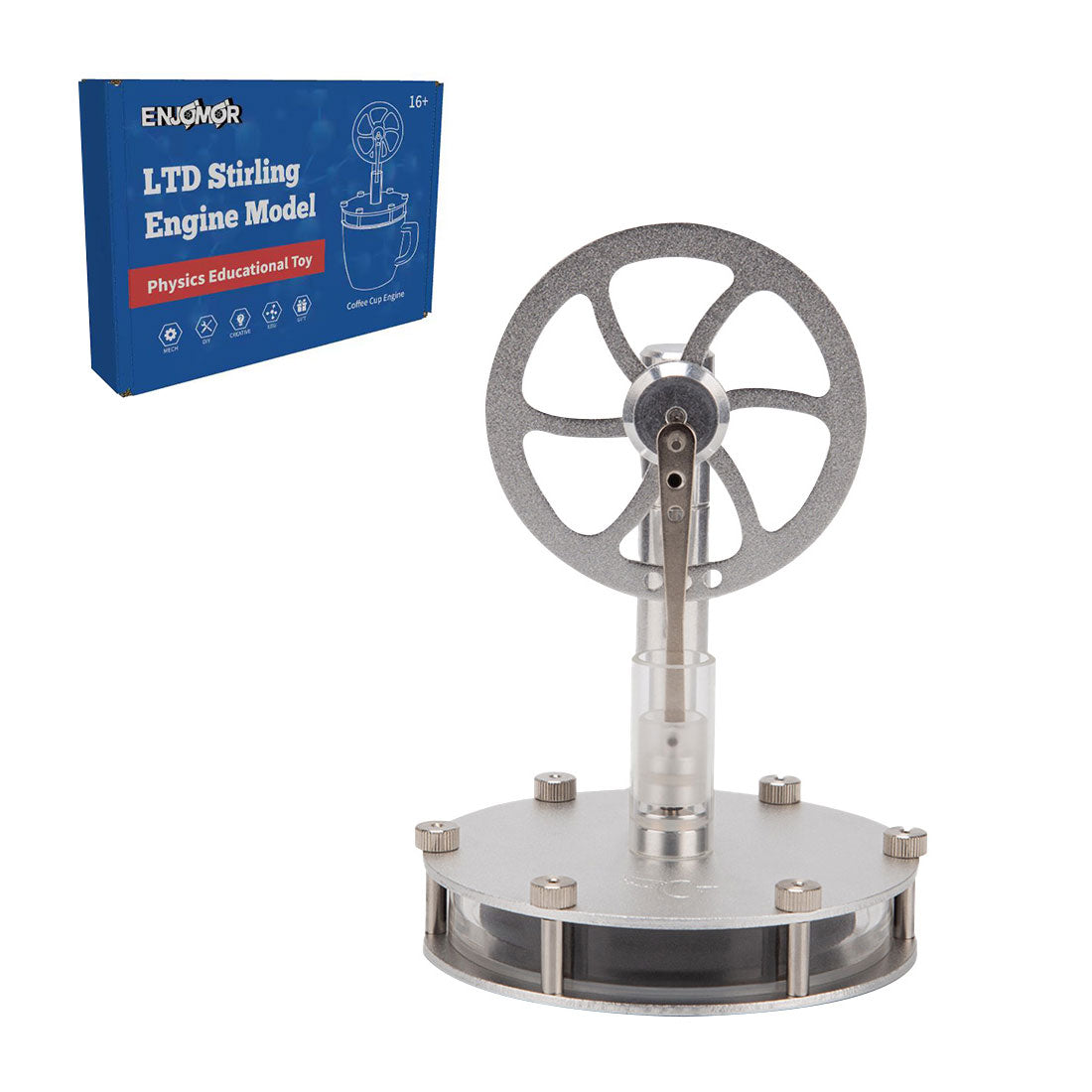 HUIOP Hot Air Stirling Engine,Low Temperature Stirling Engine Assembled Educational Steam Heat Model For Classroom Teaching Experiment Alloy Parts...