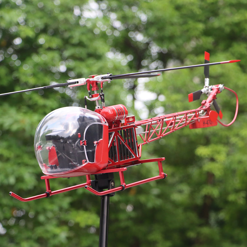 wolfbush bell-47 450-class 3-blade rc helicopter, 2.4ghz 12ch scale helicopter with brushless dfc, metal shaft drive, h1pro flight controller & openable cockpit (rtf version)