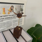 handcrafted wooden long-tailed tit bird model - desktop stress relief display
