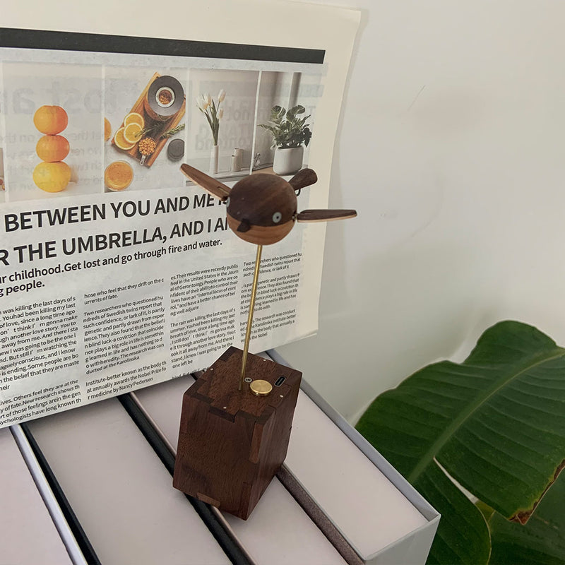 handcrafted wooden long-tailed tit bird model - desktop stress relief display