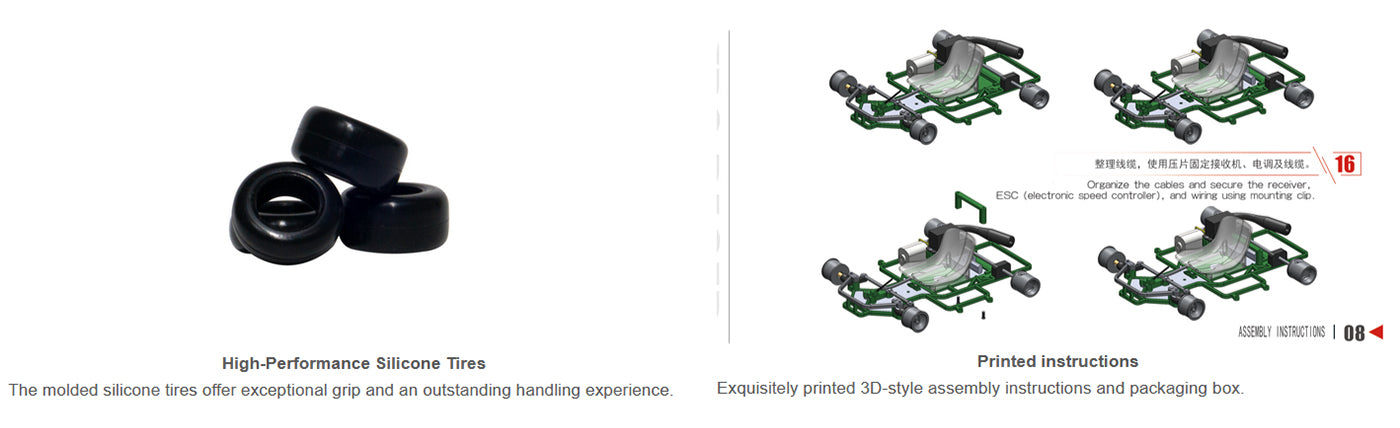 Kit de montage de mini kart télécommandé Retro Racer à l'échelle 1/32 2,4 G