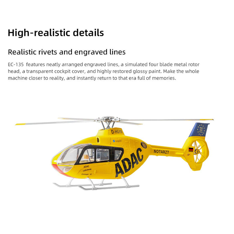 flywing ec135 470 class rc helicopter detachable propellers adac 6ch 2.4g with h1 flight controller & gps
