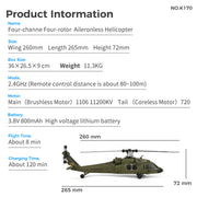 WL K170 Black Hawk UH-60L 170 Size 2.4G 4CH Flybarless RC Helicopter with Adjustable Left and right Hand Throttle (RTF Version)