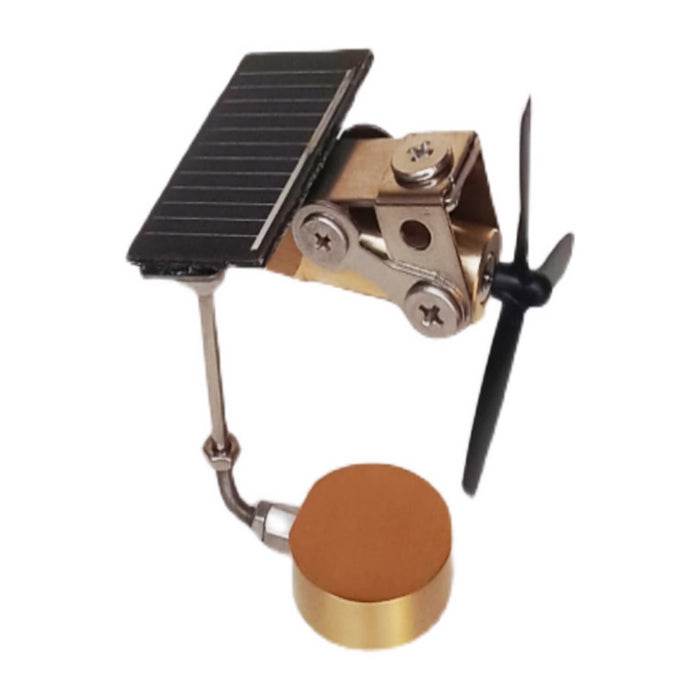 Solar-powered Windmill Metal Mechanical Car-Mounted Windmill Model Educational Science Toy