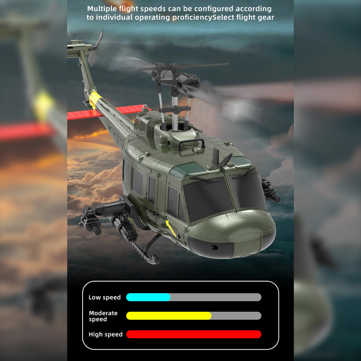 c032 1/48 scale uh-1 huey 2.4g 6ch flybarless rc hlicopter model