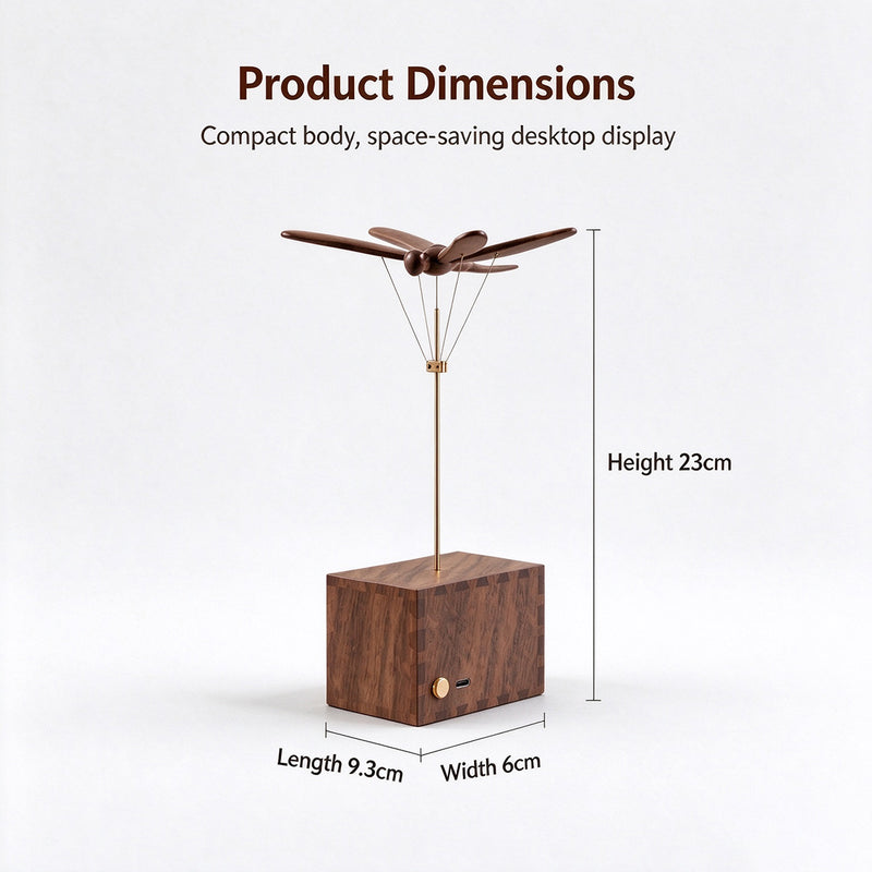handcrafted wooden mechanical dragonfly kinetic model