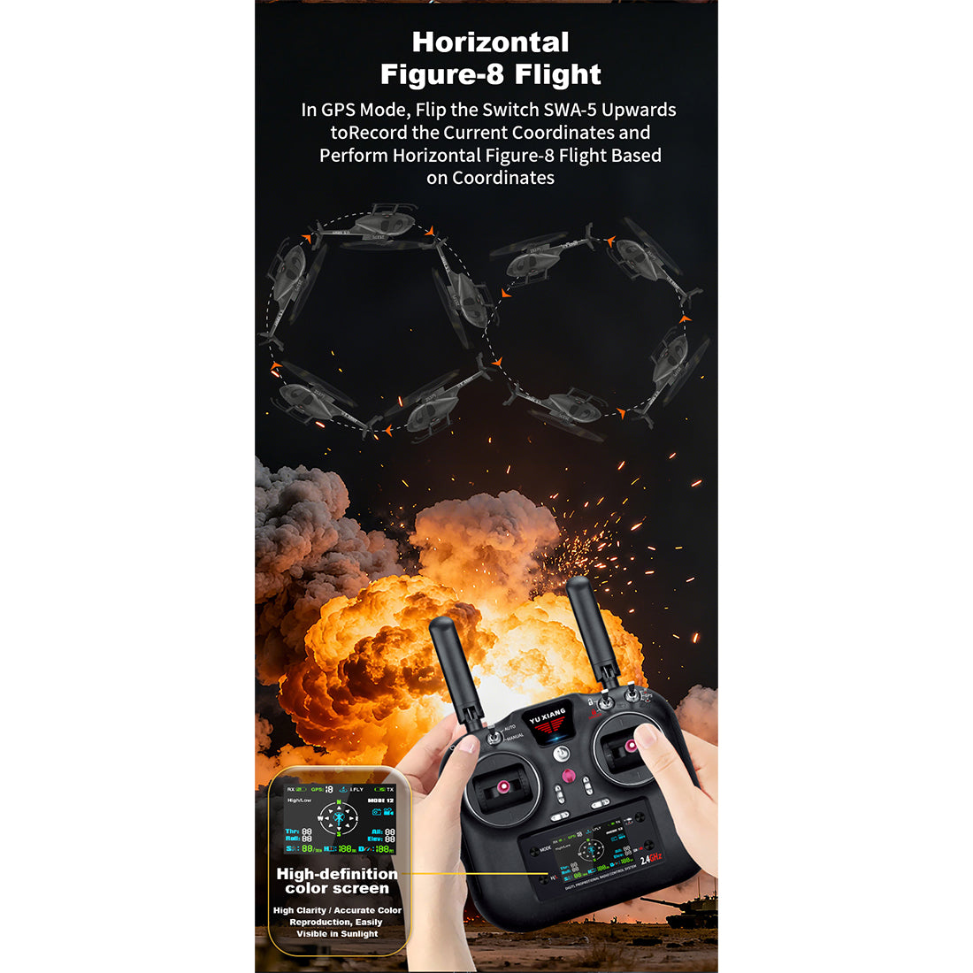 YU XIANG F119S MD500 1/16 Scale 250-Class RC Little Bird Helicopter – Flybarless 2.4G 9CH RTF Model with 6G/3D Flight Modes