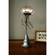 steampunk mechanical jellyfish sculpture with remote control led light, industrial desktop decor