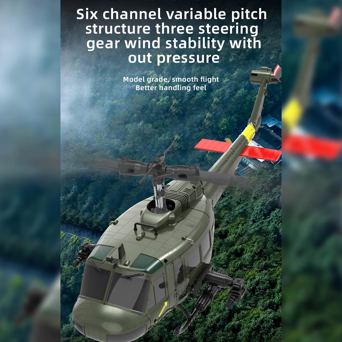 c032 1/48 scale uh-1 huey 2.4g 6ch flybarless rc hlicopter model