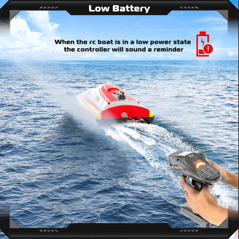 2.4ghz Remote Control Speedboat - 30km/H High-Speed Electric Racing Boat With Led Night Lights