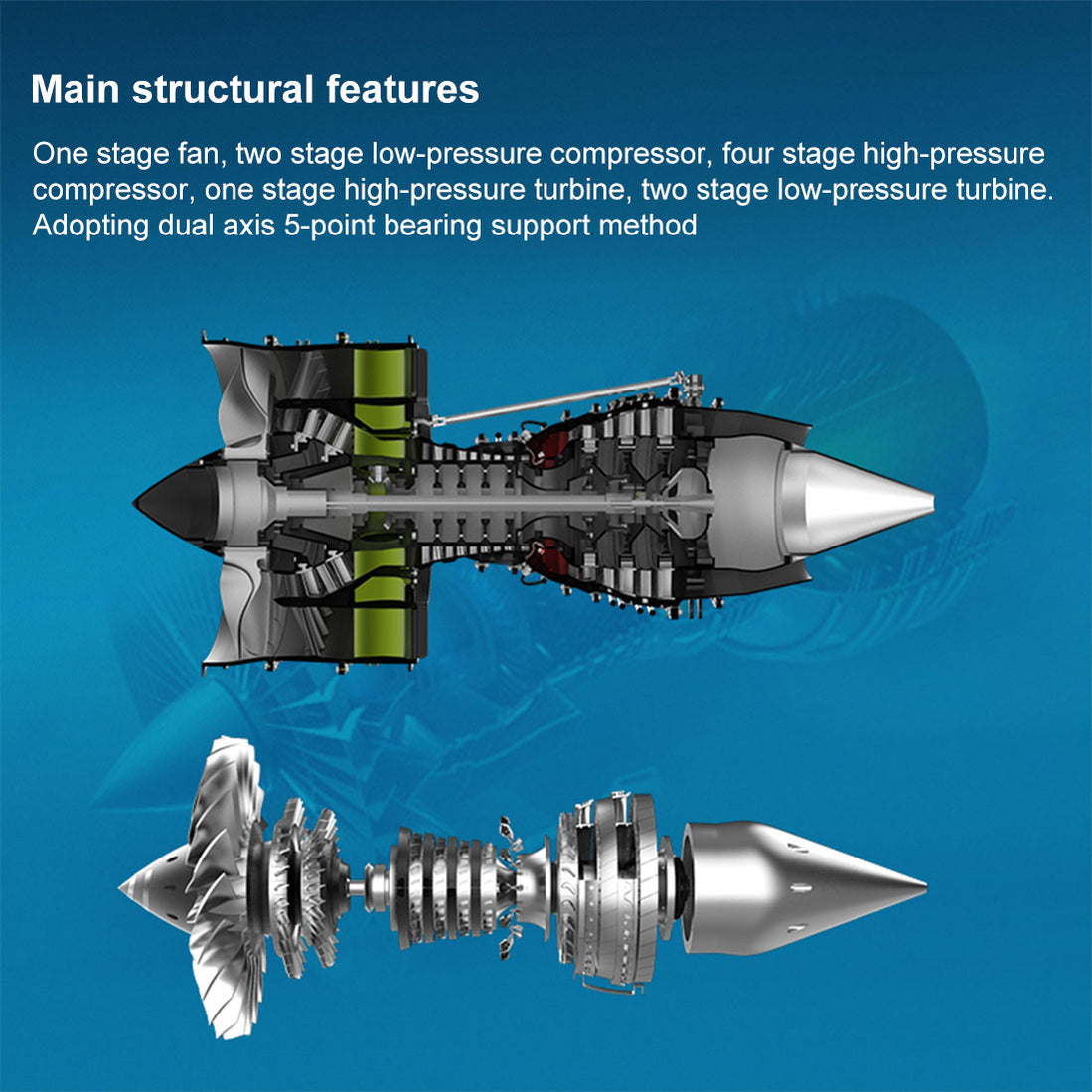 TECHING 1/10 Full Metal Working Turbofan Engine Model - Build Your Own ...