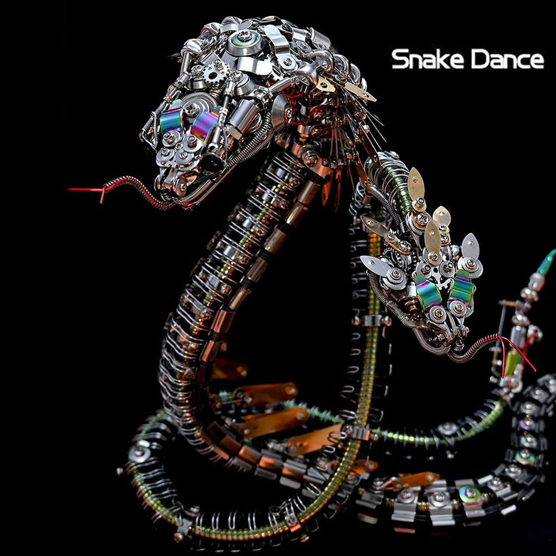 3d metal mechanical spiky blue-green snake assembly model kit