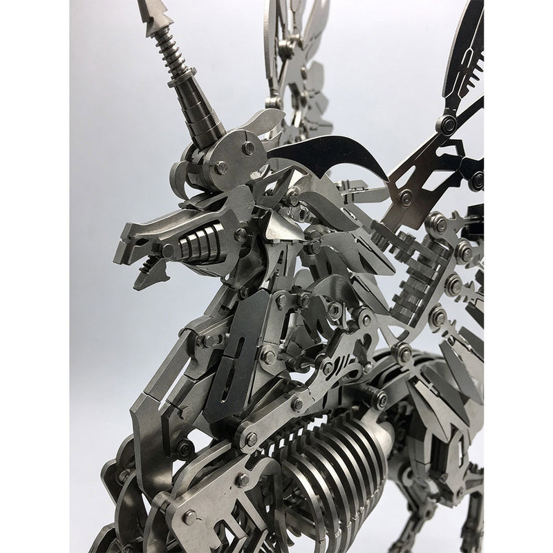 3d stainless steel mechanical unicorn diy assembly model kit, desktop decoration gift for adults and collectors