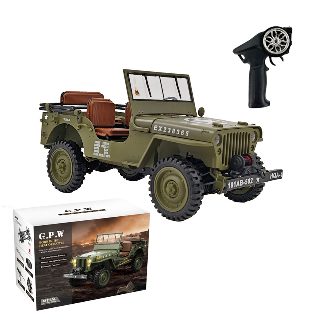 1/14 scale 2.4g u.s. willys rc simulation off-road car model with dual-speed switching