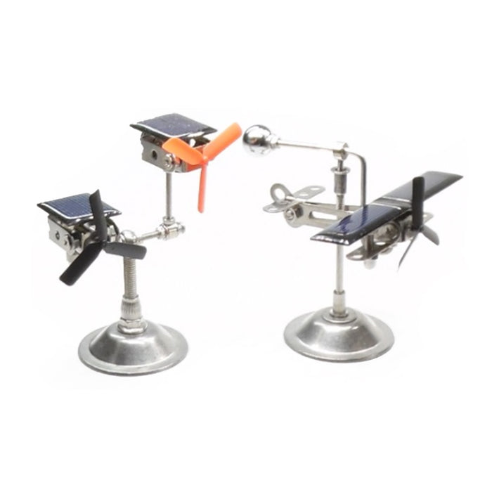 Solar-Powered Metal Mechanical Rotating Aircraft Decor Innovative Educational Tech Toy