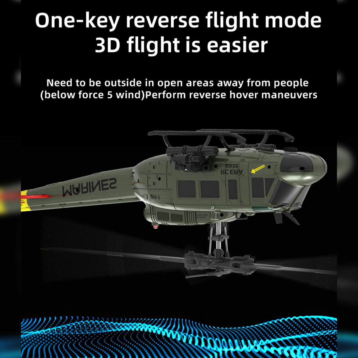 c032 1/48 scale uh-1 huey 2.4g 6ch flybarless rc hlicopter model