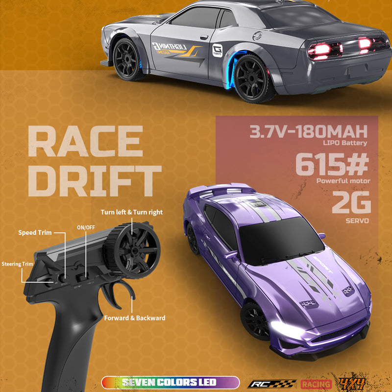 1/43 scale 2.4g full-proportional mini electric rc drift racing car model with led lights