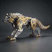 3D Metal Puzzle Mechanical Wolf Kit-Steampunk Creature Model with Movable Joints, Desktop Display Collectible Mechanical Figure - EngineDIY