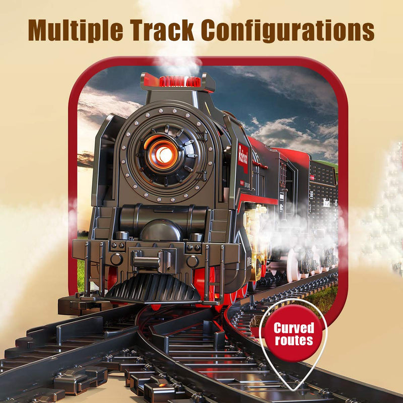 electric rc christmas train set model with carriage and long track - gift for boys and girls