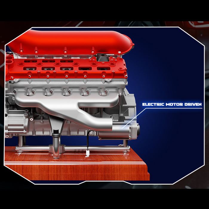 V12 Engine Model Kit that Works - Build Your Own V12 Engine - TECHING 1/4 Supercar V12 Engine Model Kit with Synchronized Throttle Sound Effects 800+PCS