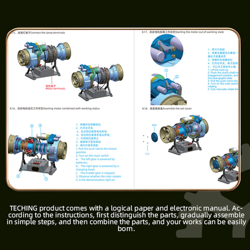 teching 1/4 scale metal simulation electric military helicopter turboshaft engine model kit