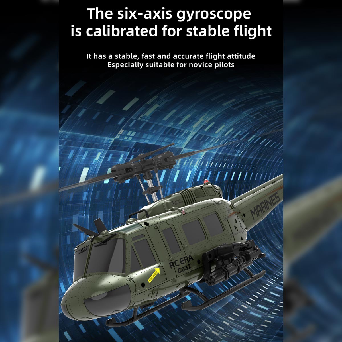 c032 1/48 scale uh-1 huey 2.4g 6ch flybarless rc hlicopter model