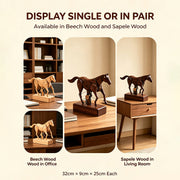 wooden mechanical horse automaton model, handcrafted dynamic horse sculpture with moving limbs & tail, desktop art decor (assembled)