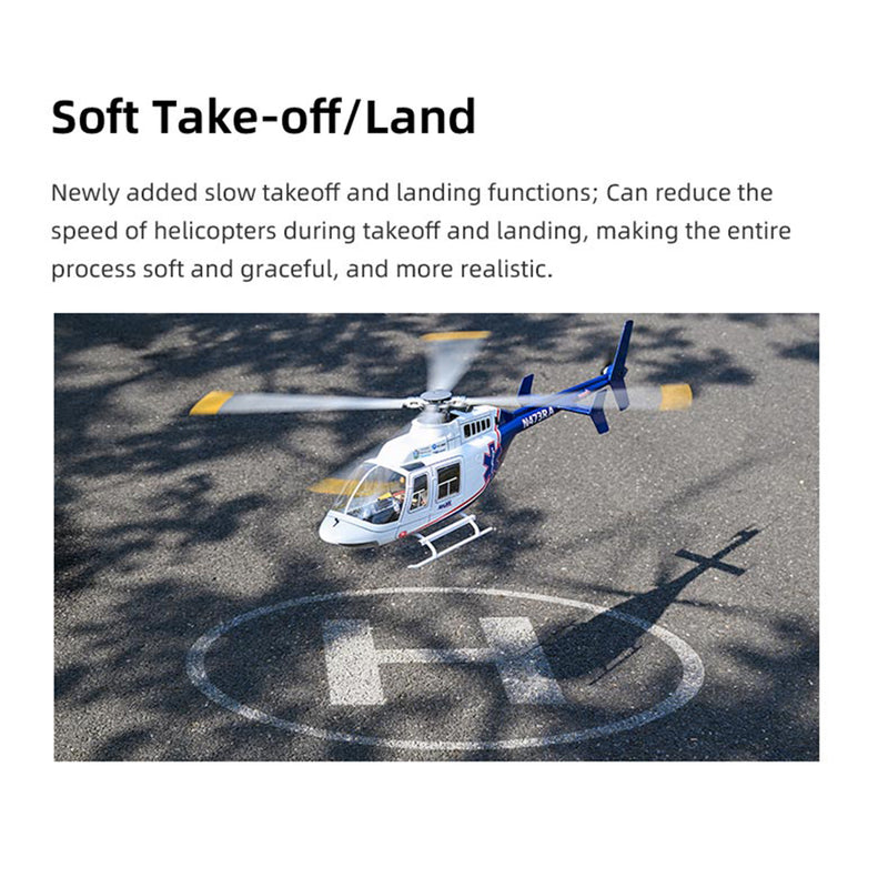 flywing bell-407 470 size 2.4g 6ch military rc helicopter model with ace flight controller, gps, quick release rotors and adjustable left/right-handed controls (rtf version)